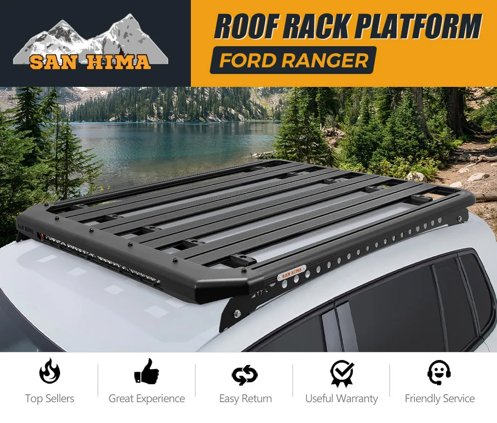 San Hima Universal Offroad Aluminum Roof Rack Platform In Built 28inch Led Light Bar For Ford