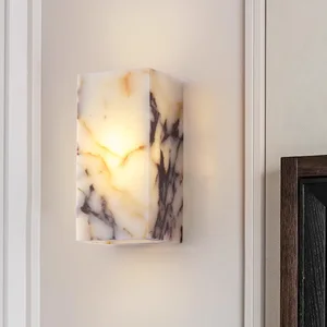 JACKSUN Italian-Style Square Marble Bedside Wall Sconce Hallway Cubic Block Wall Lamp Accent Guesthouse Waterproof Wall Lamp