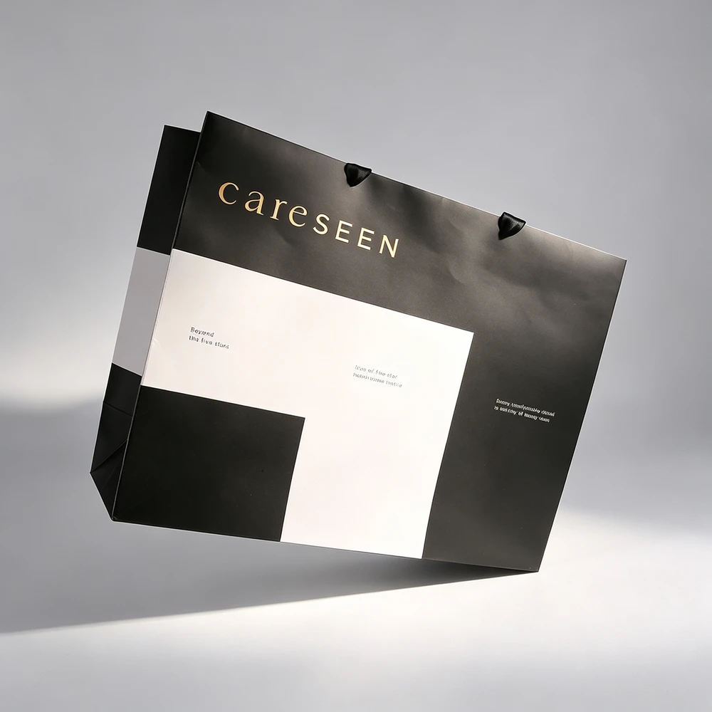 Fashion Design Custom Logo Printing Offset Coated Paper Luxury Gift Bag with Satin Ribbon Handle for Boutique Store
