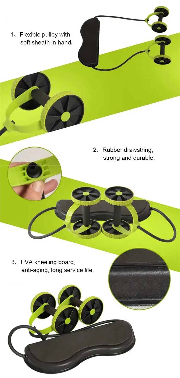 l0105 multi functional indoor training sport fitness equipment abdominal wheel with yoga resistance pull rope-6