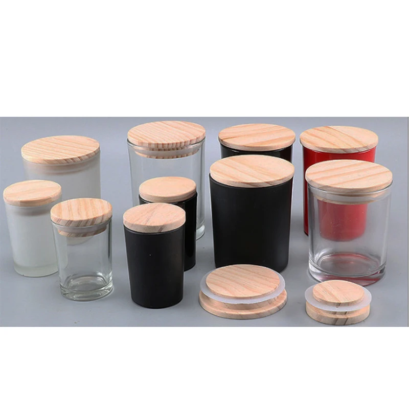 Heat resistant glass jar Scented Candle clear candle holders with bamboo cork lid