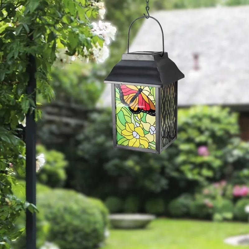 Colorful Metal Crafts Spring And Summer   Solar Light Lantern butterfly lantern