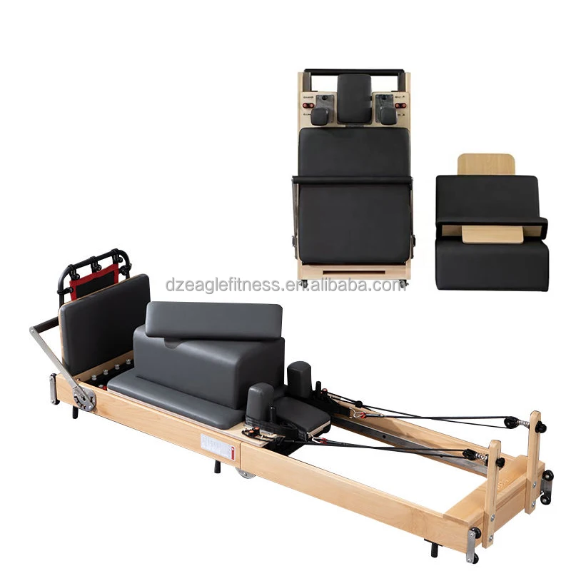 Foldable Pilates Reformer Wooden Pilates Machine Home Gym Workout Equipment P 010868297949