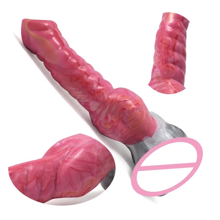 YOCY Animal Remote Control Vibrator Large Size 26cm Wolf Penis Vibrator Cock with Suction Cup Artificial Testicles Sexual Toys