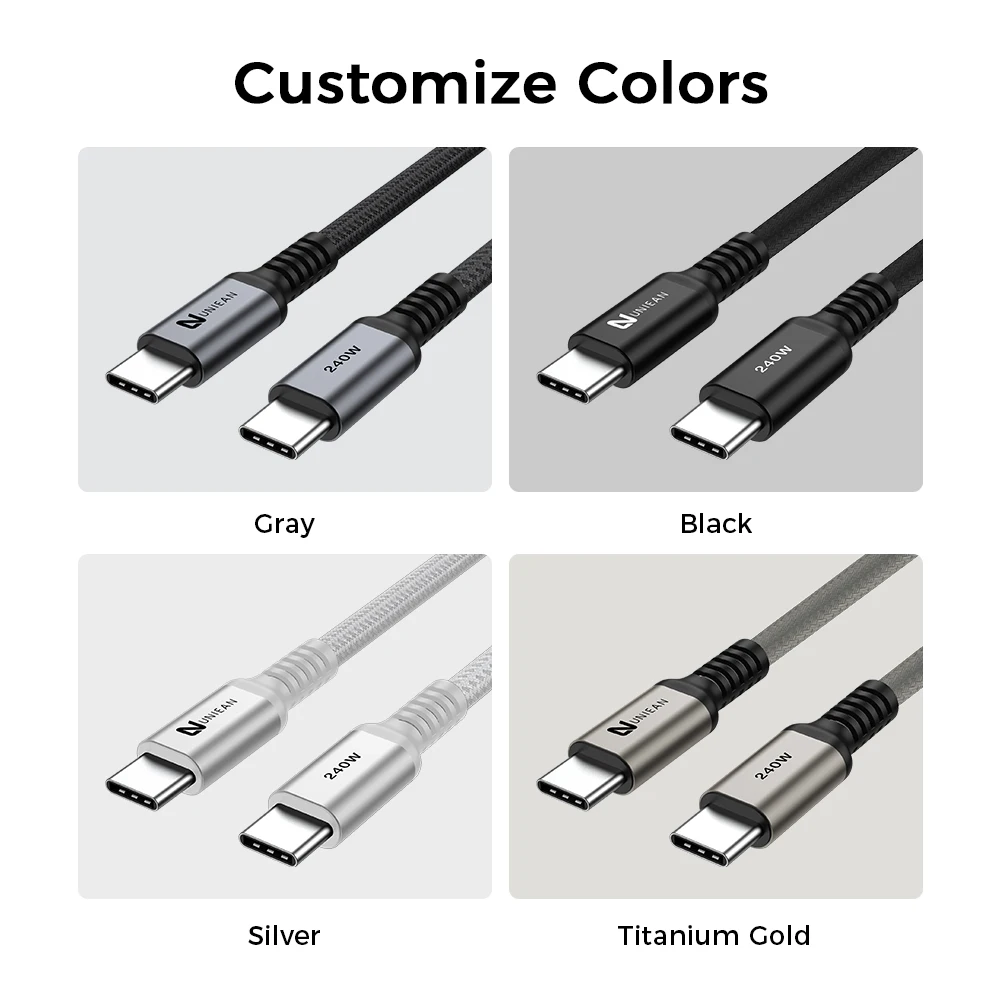 UNIEAN Factory Wholesale 2M USB C Cable 480Mbps 100W240W Type C Usb Fast Charging Cable 2.0 Data Cables for iphone插图7