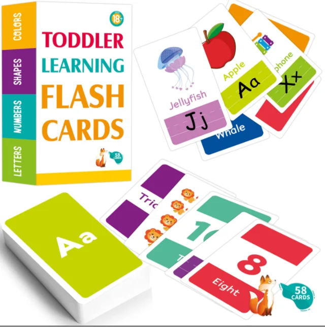 Custom Montessori Kids 2-4 years Old Letter Alphabet Color English Learning Flash Cards Kids