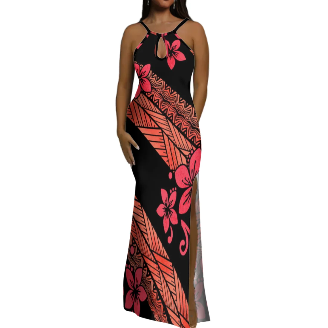 Best Price Custom Ladies Water Drop Design Sleeveless Long Dress Fiji Tonga  Print Sling Strap Gowns Summer Slit Casual Dress| Alibaba.com