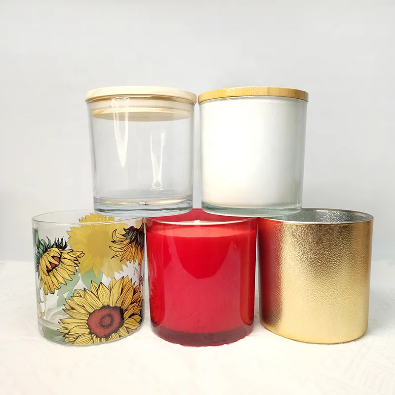 Wholesale Glass Candle Holders Luxury Candle Jars Custom Label Color Candle Vessels Containers With Lid