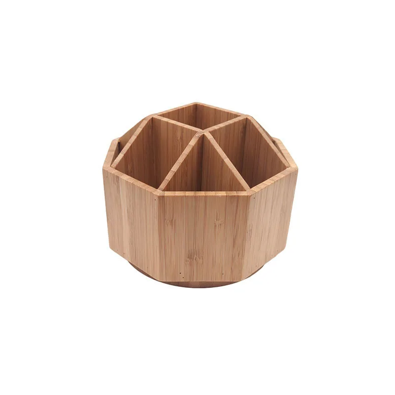 Экологичный многофункциональный настольный держатель из бамбука, настольный органайзер, стойка, вращающийся ящик для хранения