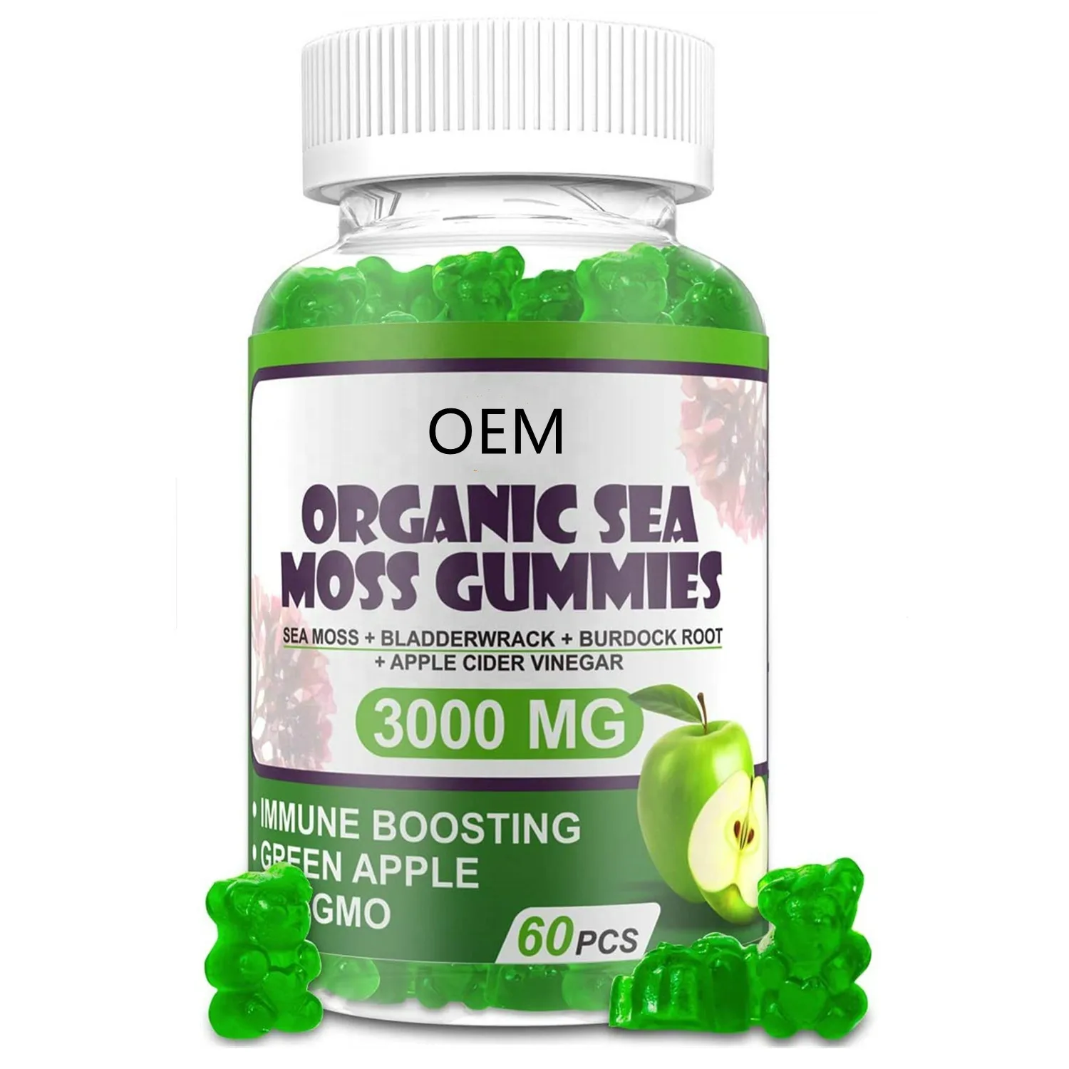 OEM Hot Sale Sea Moss Gummies Organic Burdock Root Gummies Sea Moss and Bladder wrack gummies Sea moss Raw Supplement