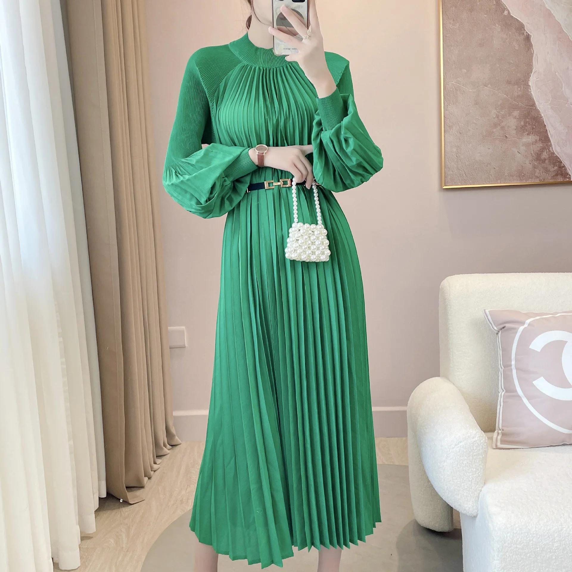 New Arrivals 2023 Spring Summer Casual Pleated Dresses Long Skirt With ...