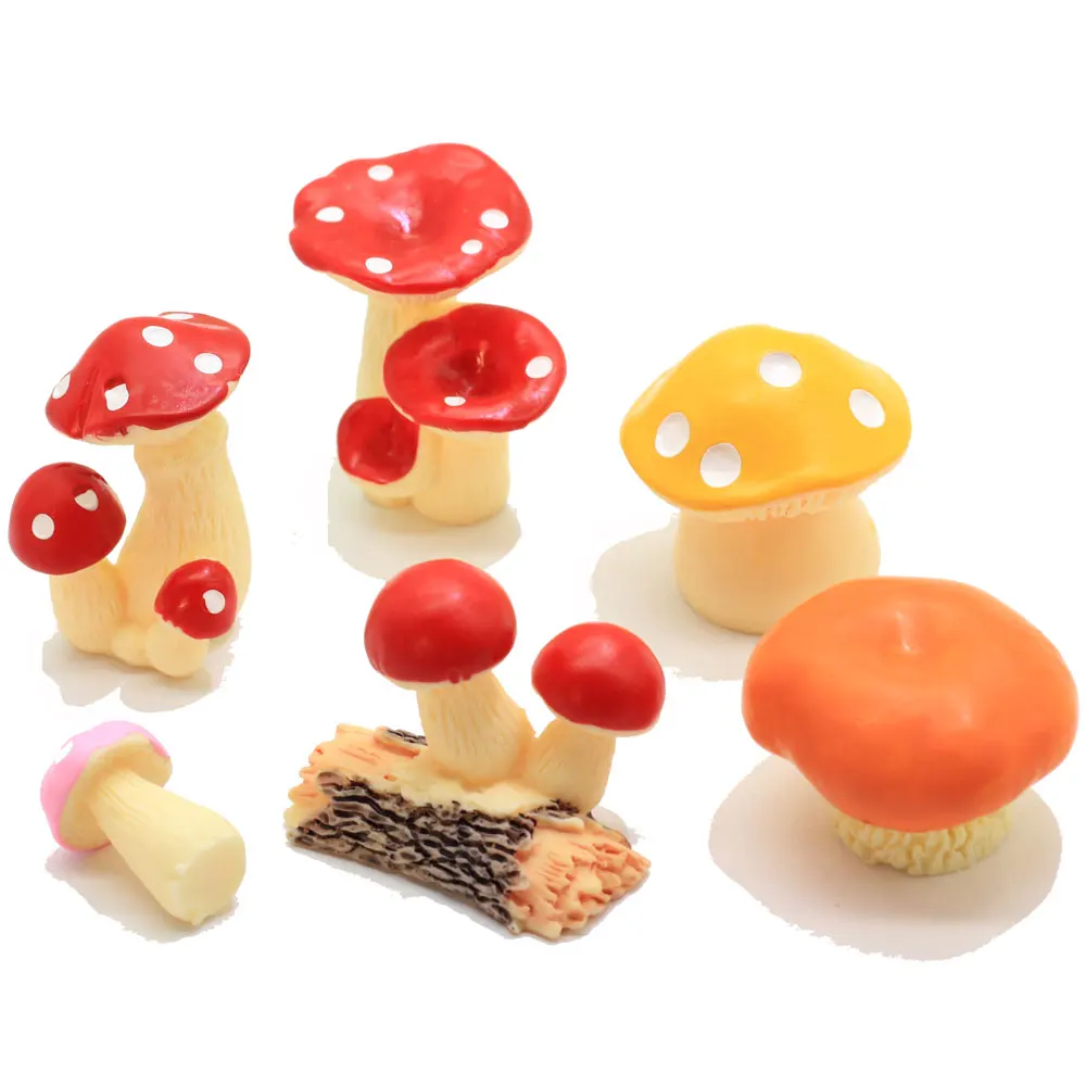 Mushrooms Decor orange fairy garden 70s faux fake plastic vintage