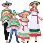 Festive Party COS Mexican Costume Colorful Carnival Costumes For Women Cosplay Costume Children Adult