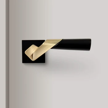 TIDO Modern Design Style Brushed GENUINE Gold/Matt Black Economy Zinc Alloy Interior Door Handle Pair Wooden Door Lever Handle