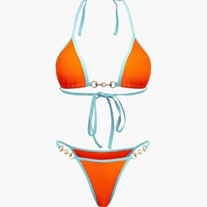 TUEE Swimsuit Manufacturers Custom Design Active Two-piece Bikini Set Private Label Beachwear Women Color Block Bikini Set