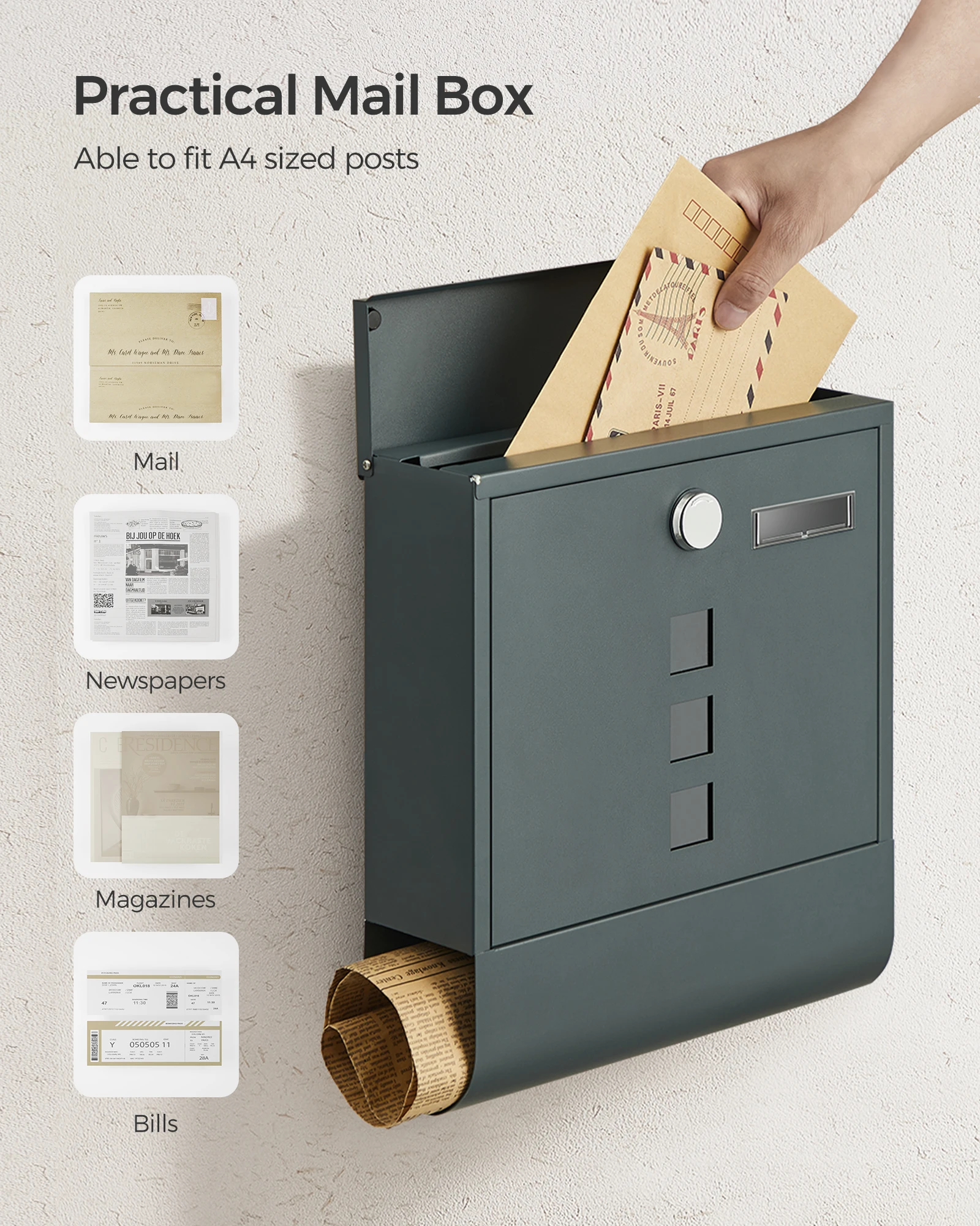 SONGMICS Steel Post Box - Secure and Stylish Mail Solution