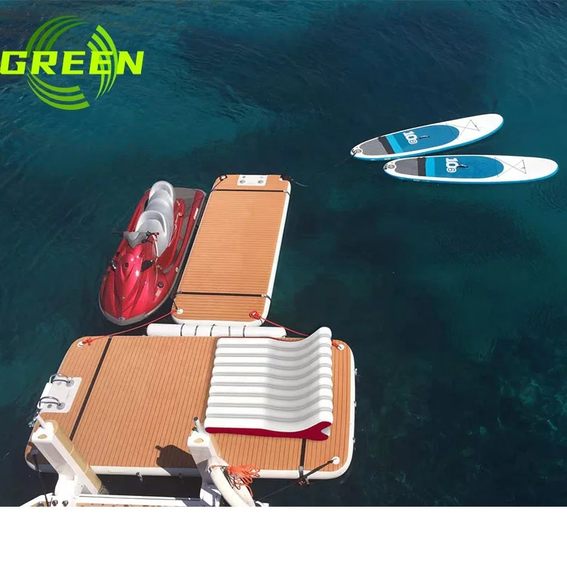 Green Drop Stitch Roll Up Inflatable Yacht Dock Floating Jet Ski Dock