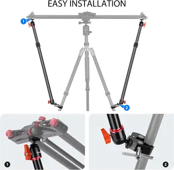 Neewer Camera Slider Support Arm Stabilizer, 2-Pack Adjustable Tripod Stability Arm for Increasing Stability in Aluminum Alloy detail image