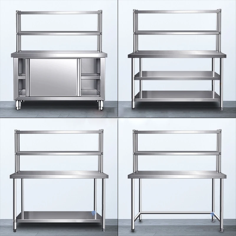 Stainless Steel Work Table With Overshelf For Kitchen Preparation Area