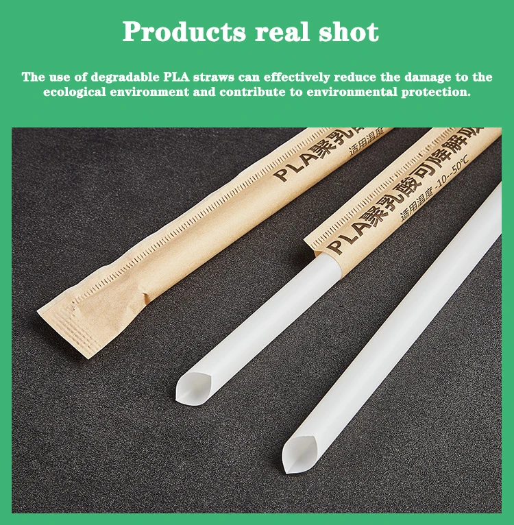 Eco friendly 100% biodegradable cornstarch PLA disposable straws details