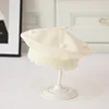 white [round ball yarn beret]