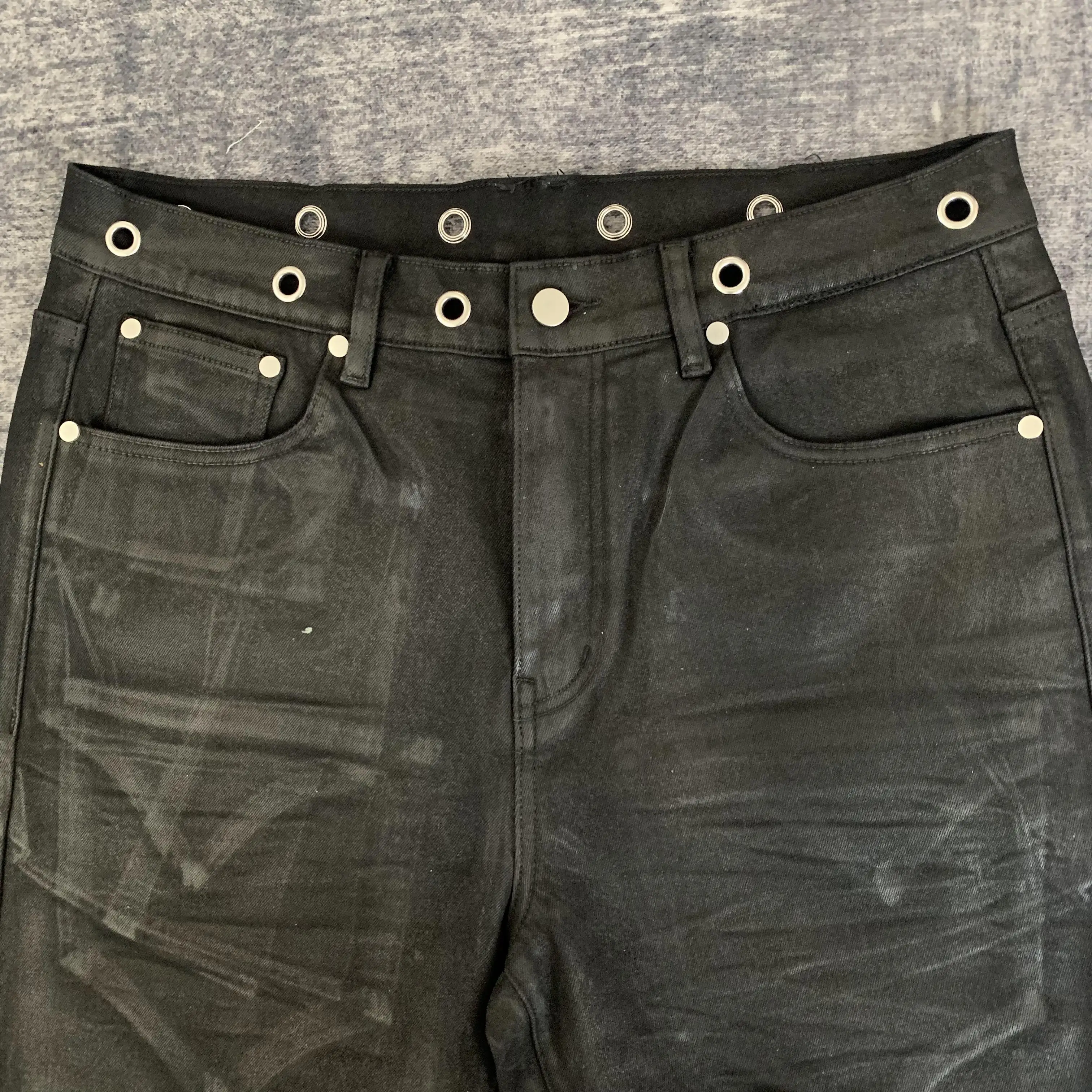 Pants Pantalon Homme Wax DENIMGUYS High-End Waxed Flared Jeans Men