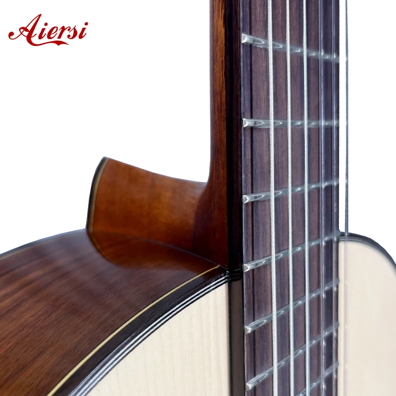 Handmade Classical Guitar with Solid  Swiss Spruce Top Laminated Santos Back India Rosewood Fingerboard and Bridge