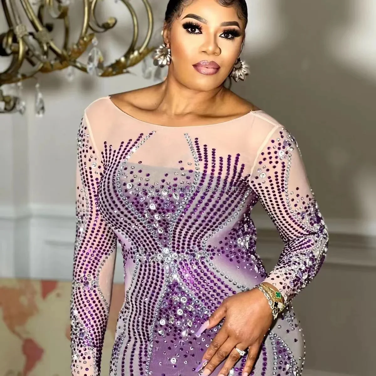 Novance Trendy Boutique Bridesmaid Dresses With Sleeves Shinny Diamond Purple Long Dress Party Wear Dress for Women in India Novance Trendy Boutique Bridesmaid Dresses With Sleeves Shinny Diamond Purple Long Dress Party Wear Dress for Women in India
