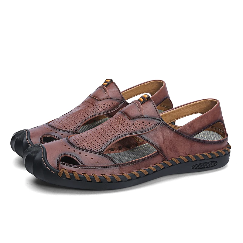 
 Мужские сандалии на плоской подошве из коровьей кожи, лидер продаж 2020  