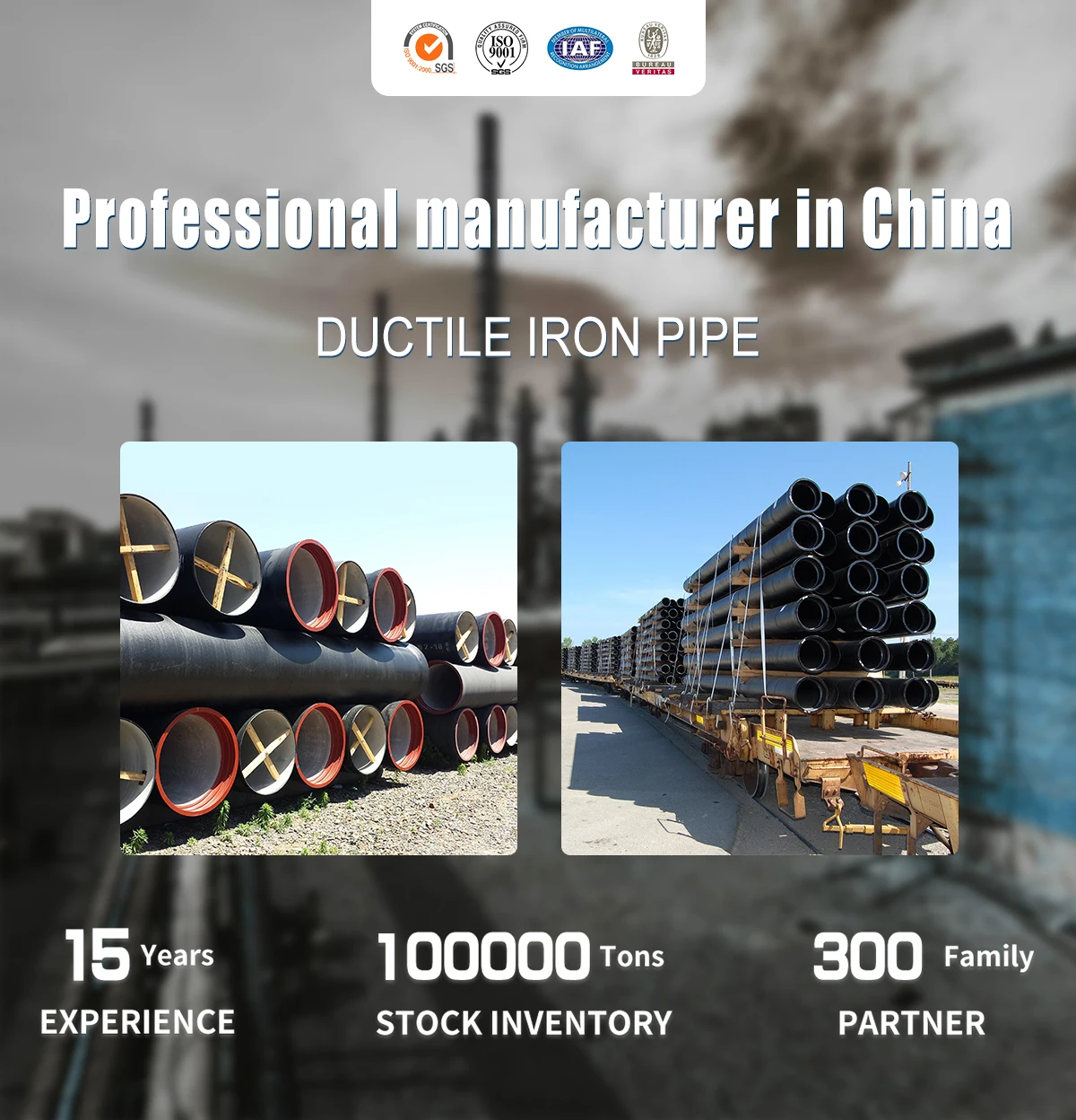 product manufacturer custom ductile iron pipe dn100 150 200k9 cast iron pipe water supply and sewage pipe fittings-40