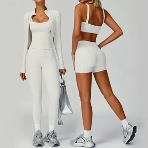 Bnice Custom Logo Softness Slim Fit Ribbed Yoga Sets Beauty Sports Bra Running Tights Fitness Yoga Top Quick Drying Gym Clothing