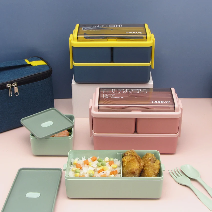 Lunch Box PP Food Storage Organizer Container Set Tiffin Box Rectangle Shantou Plastic Kids with Handbag Food Packing 32 CN;GUA