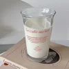 Bicchiere da Latte in Vetro con Stampa di Testo Rosso in Francese