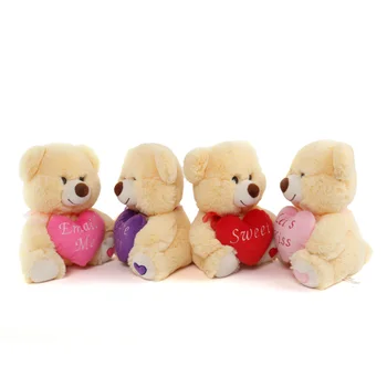 Factory Direct Wholesale Soft Plush Teddy Bears Toys with Heart Kids Valentines Day Holiday Gift Stuffed Love Hug Bear Doll