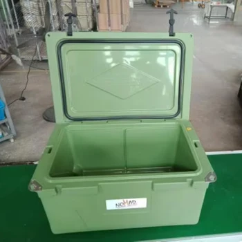 65QT large capacity armygreen cooler box   rotomolded ice cooler box with wheels