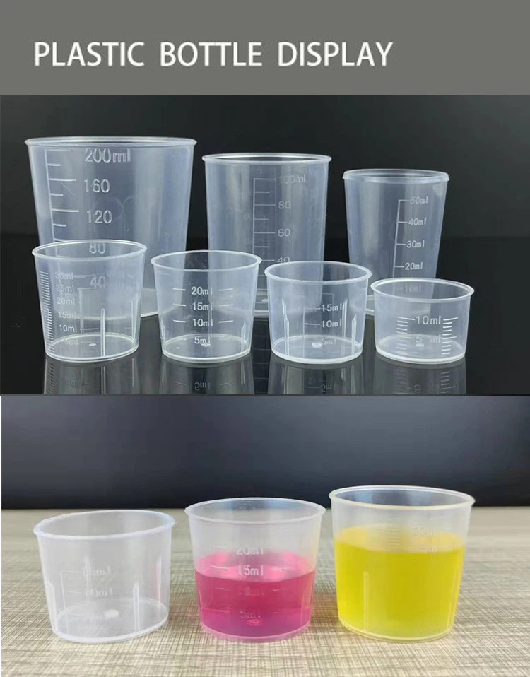10ml 15ml 20ml 30ml 50ml 100ml Food Grade Graduated Plastic Measuring