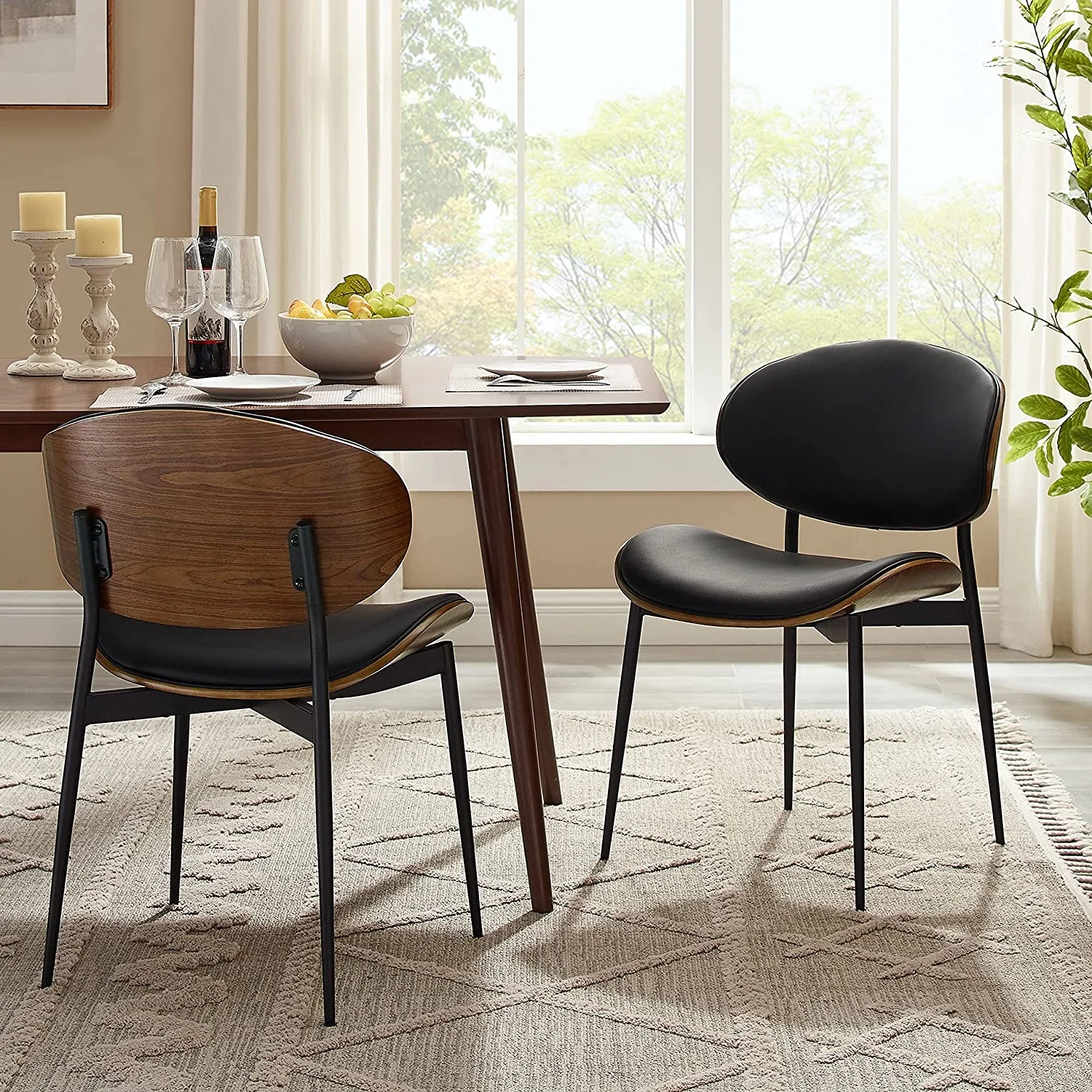 Italian Classic Luxury Modern Black Dining Chair Leather Restaurant