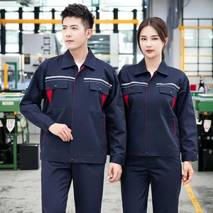 Unisex Long Sleeves Reflective Construction Work Coverall Durable Breathable Spring Autumn Suit Jacket Pants Set Uniforms
