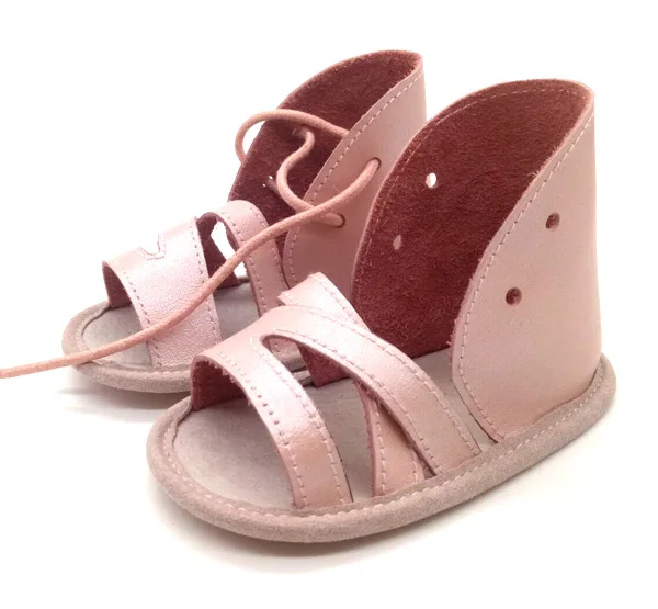 Rose Gold Smooth Leather Summer Sandals 