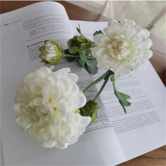 High Quality 5 Heads Artificial Real Touch Dahlia Flower Chrysanthemum ...