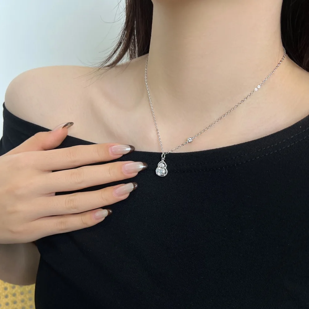 KAKODIY Unique Design Chain 925 Sterling Silver 5A Cubic Zirconia Gourd Pendant Necklace Women's Daily Accessories Jewelry Chain detail 3