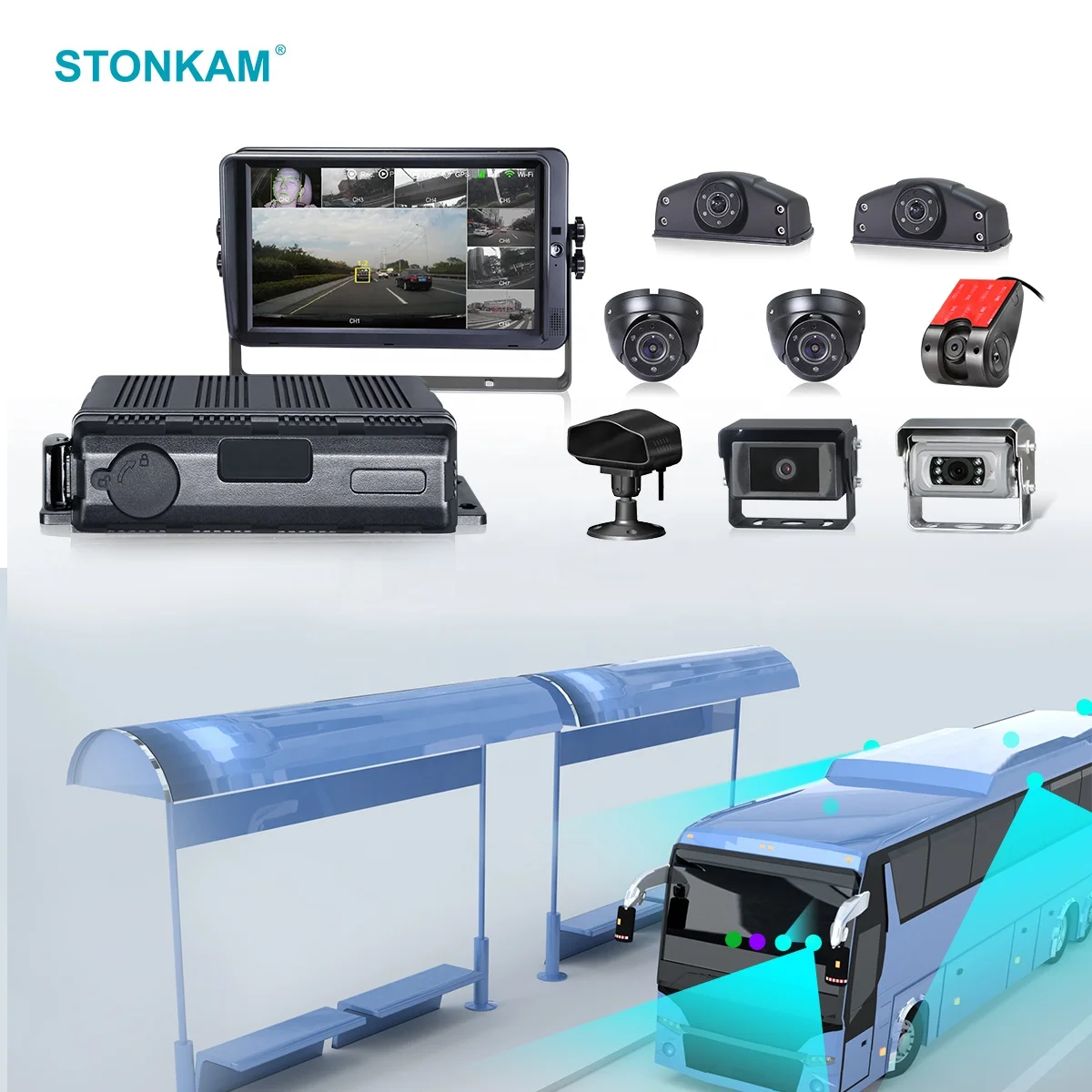 STONKAM 8ch dvr 4g gps ai mobile dvr Поддержка школьного автобуса 360 вокруг мониторинга/ADAS/BSIS/DMS функция