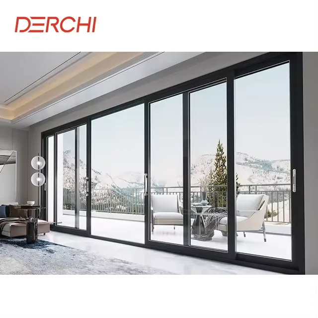 Residential House Commercial Heavy Duty Thermal Break Automatic Sliding Door Aluminum Patio Glass Door