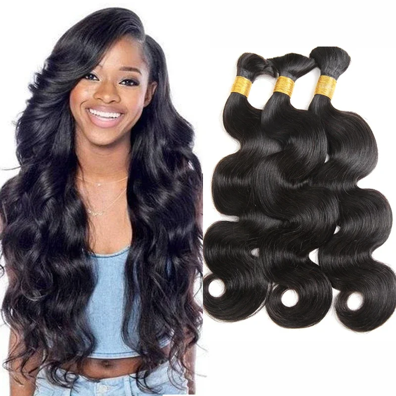 Remy Brazilian Human Hair Body Wave Braiding Bulks For Women 1/3 Bundles_voghion.com