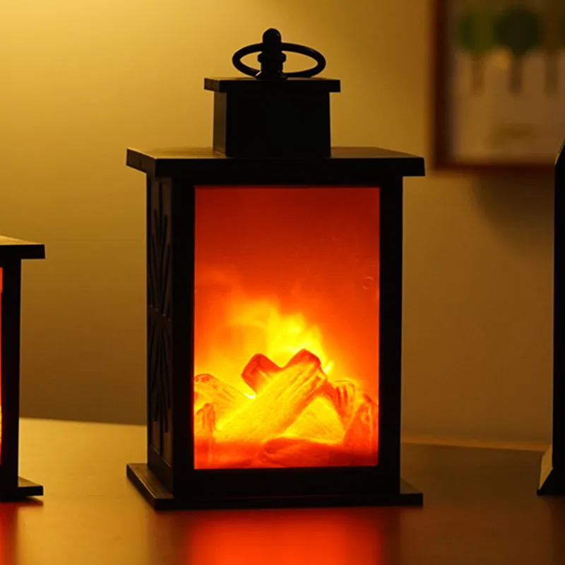 Fireplace Lamp Home Decor Small LED Flame Effect Log Fire Place Light LED Simulation Decorative Fireplace Lights Table Lamps