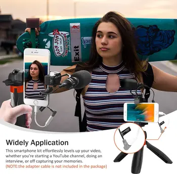 Comica Smartphone Microphone with Mini Tripod, CVM-VM10-K2 PRO Video Shotgun Mic for iPhone and Android Phones, Vlogging Kit detail image