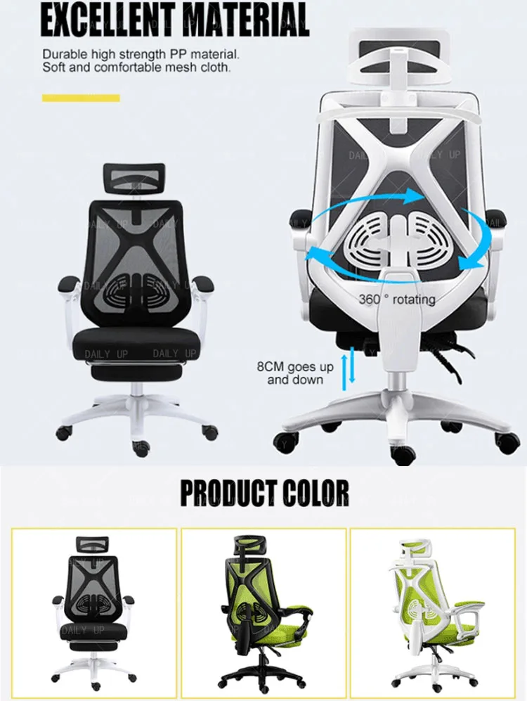 ergonomic mesh office chairs with headrest and footrest modern office chair office chair ergonomic Door to door price