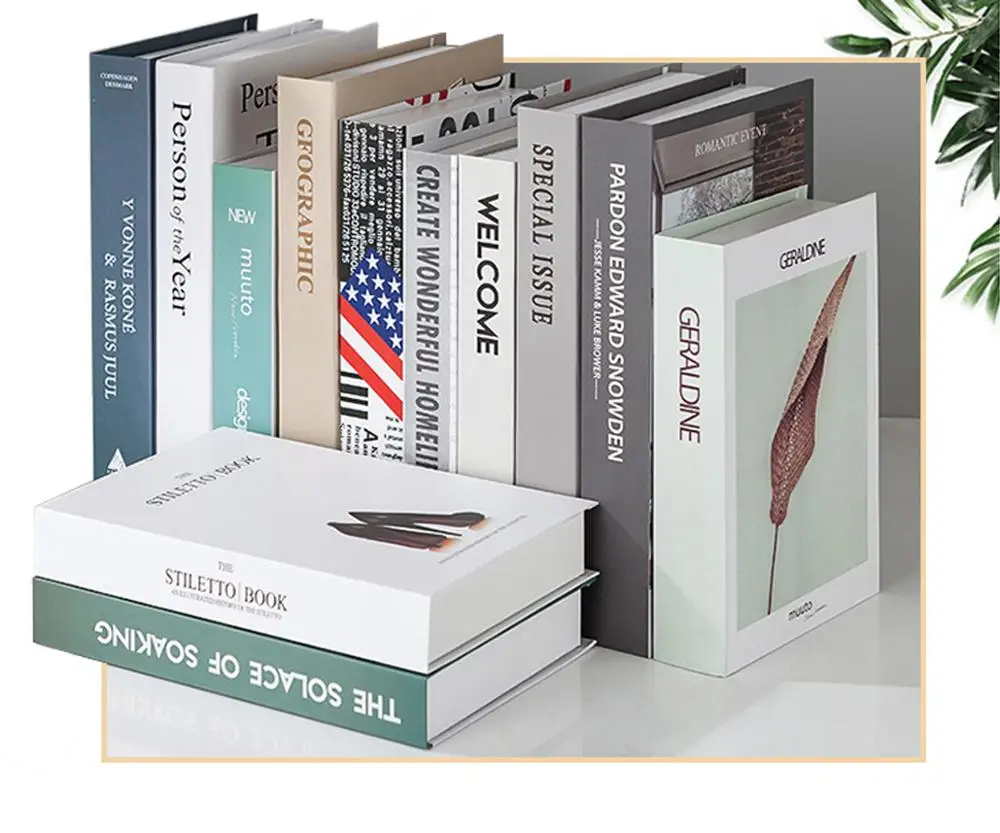 Falso nórdica Libros Modernos de simulación Revista de Moda Blanca de Inicio Biblioteca Oficina Prop Shop Estante de exhibición Libro Decorativos Cajas 