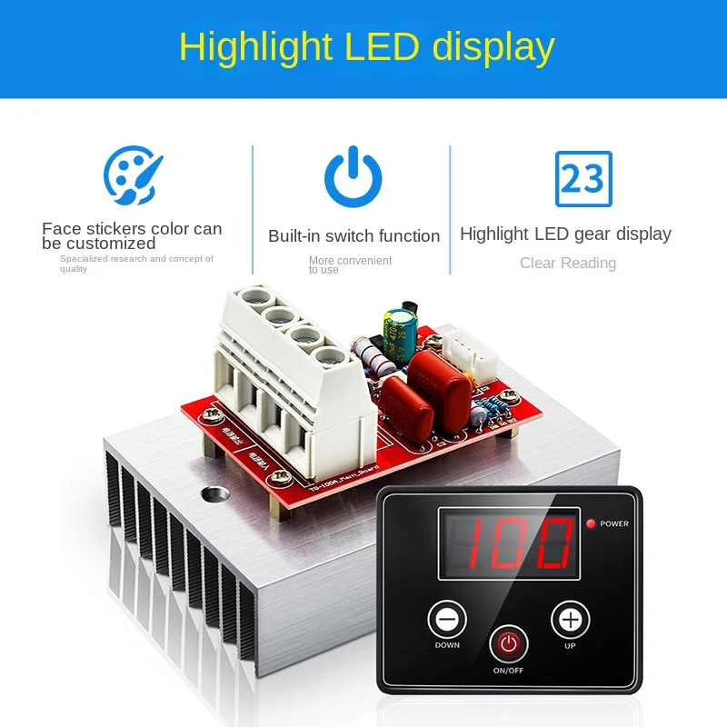 Danfoss AC Industrial Motor Speed Controls AC 110-220V 10000W SCR Motor Speed Controller - Voltage Regulator, Dimmer & Thermostat All-in-One 10000W Voltage Regulator