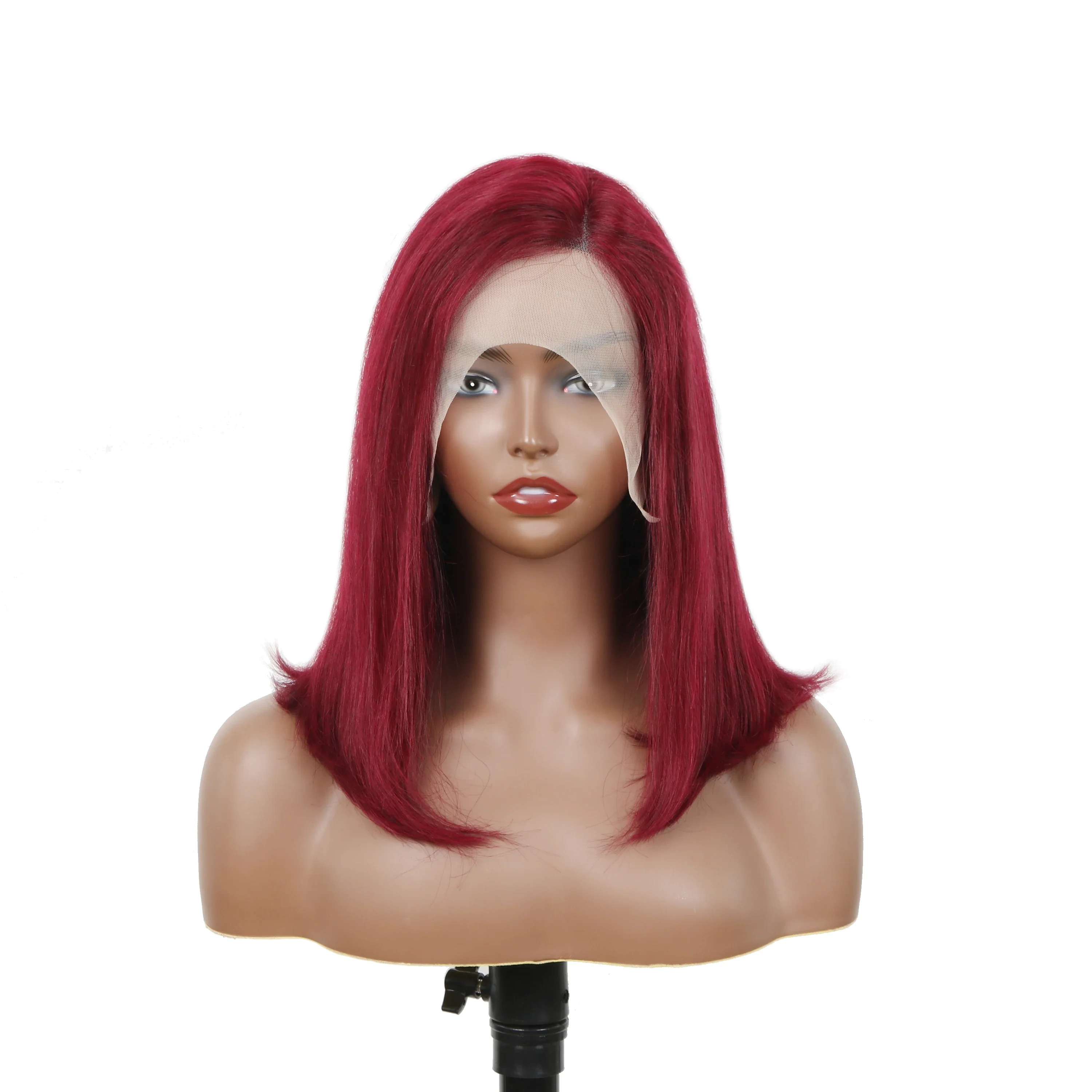 Korte Bob Pruik Kant Voorkant Menselijk Haar Pruiken Voor Vrouwen Gekleurd Bordeaux Zijscheiding Kant Pruik 99J Rood Rechte Bob Braziliaanse Pruiken Te Koop_voghion.com